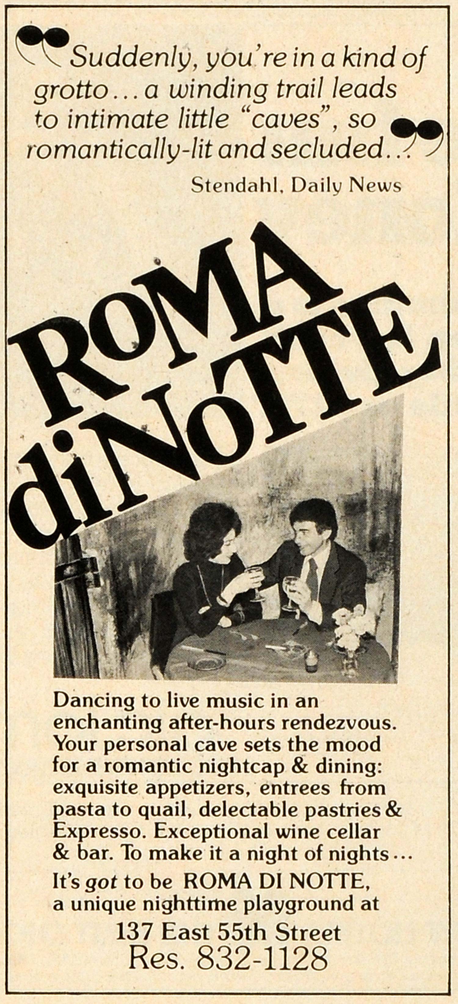 1979 Ad Roma Di Notte Nighttime Playground Club Bar 137 East 55th Street NY NYM1