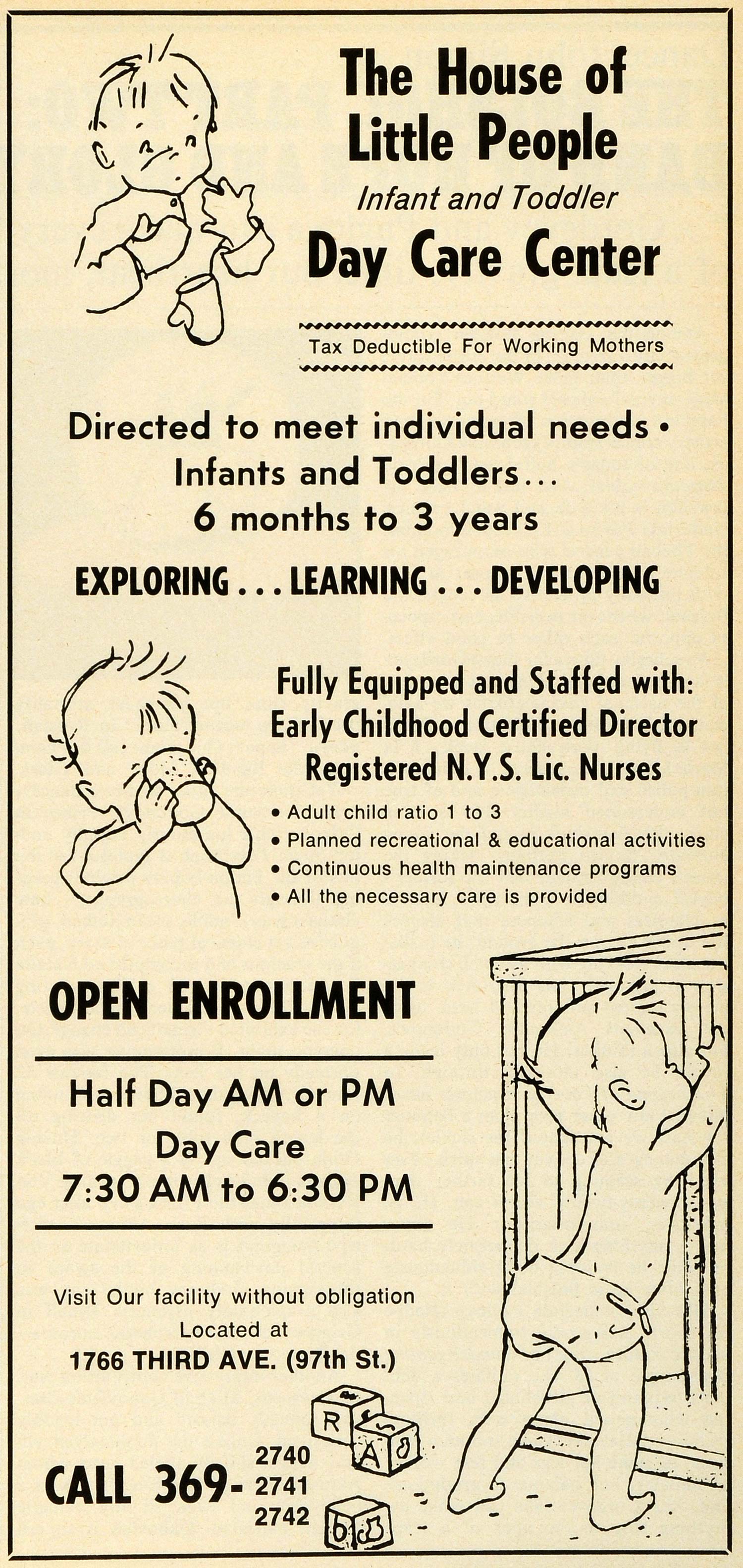 1979 Ad House of Little People Infant & Toddler Day Care Center Babies NYM1