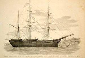 1860 Wood Engraving Whaler Ship George Henry Arctic Expedition Charles Hall NYN1