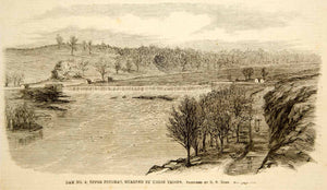 1862 Wood Engraving Upper Potomac River Dam Number 4 American Civil War NYN1