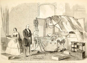 1860 Wood Engraving President Buchanan Harriet Lane White House Green Room NYN1