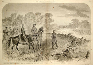 1861 Wood Engraving First Battle Bull Run Manassas Union Retreat Civil War NYN1