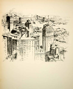 1928 Photolithograph New York City East River Bridges Vernon Howe Bailey NYS1
