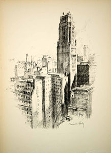 1928 Photolithograph Bush Terminal Tower Building NYC Skyscraper V W Bailey NYS1