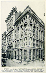 1903 Print Bank America Wall Street Manhattan Historical Architecture NYV1