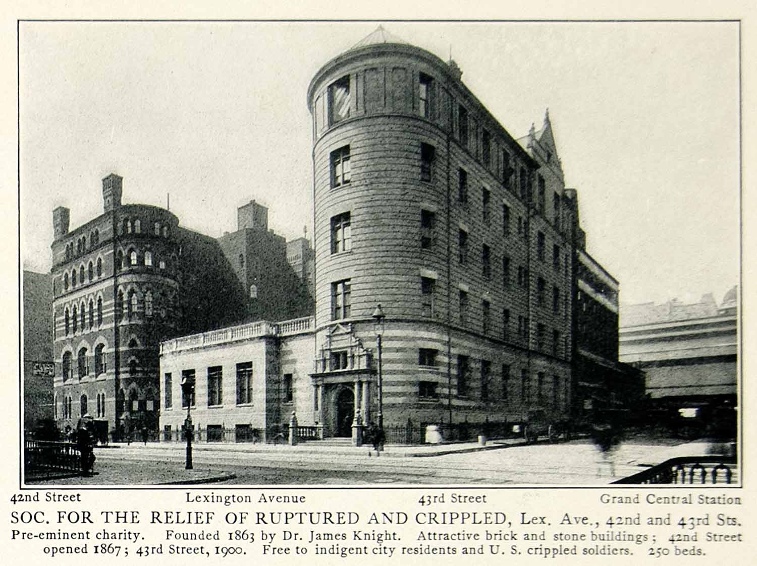 1903 Print Society Relief Ruptured Crippled Lexington Avenue James Knight NYV1