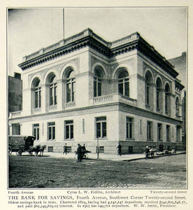1903 Print Cyrus Eidlitz Bank Savings W Smith Street Scene Historical NYV1