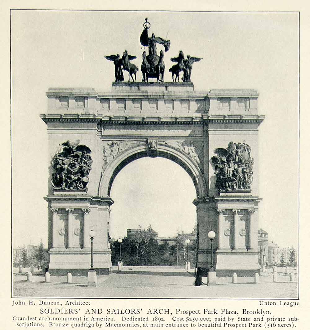 1903 Print Soldiers Sailors Arch Prospect Park Plaza Brooklyn John Duncan NYV1