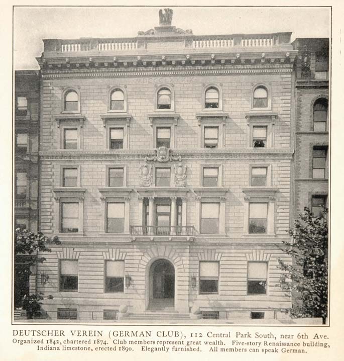 1903 Deutscher Verein German Club New York City Print ORIGINAL HISTORIC IMAGE NY