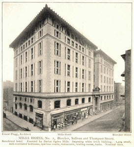 1903 Mills Hotel No. 1 Building New York City B/W Print ORIGINAL HISTORIC NY