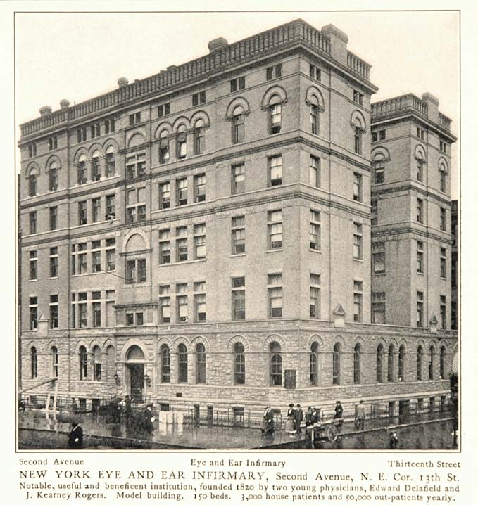 1903 New York City Print Eye Ear Infirmary Second Ave ORIGINAL HISTORIC IMAGE NY