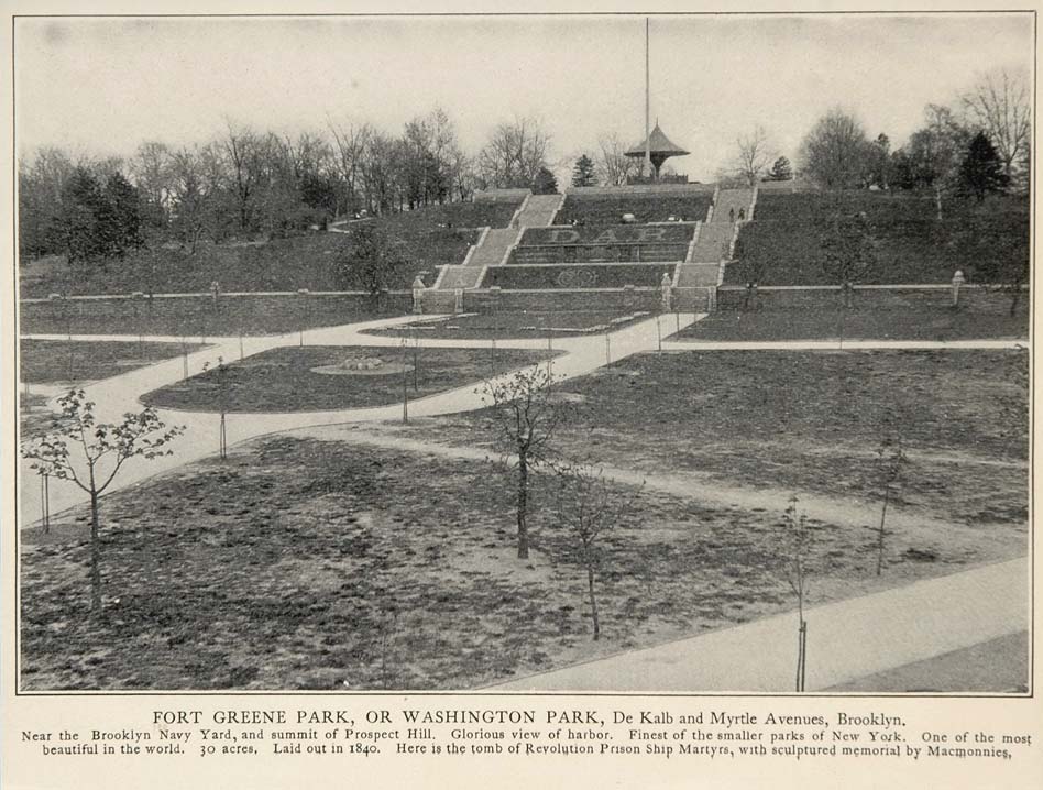1903 Fort Greene Park Washington Brooklyn NYC B/W Print ORIGINAL HISTORIC NY
