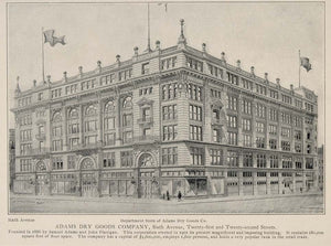 1903 New York City Print Adams Dry Goods Dept Store - ORIGINAL HISTORIC IMAGE NY