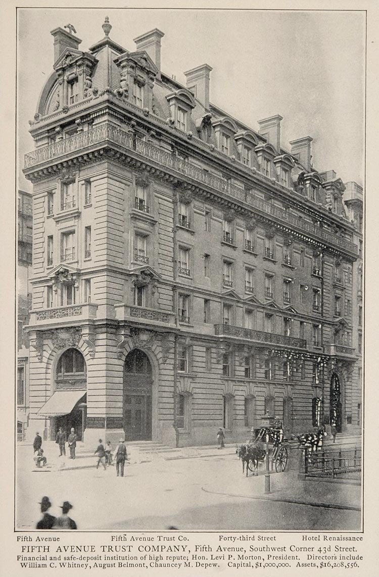 1903 Fifth Avenue Trust Company Building NYC B/W Print ORIGINAL HISTORIC NY