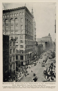1903 Broadway New York City Streetcars Traffic Print - ORIGINAL HISTORIC NY