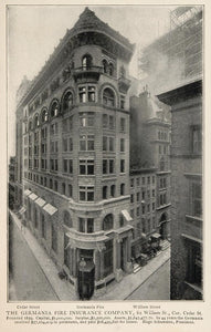 1903 Germania Fire Insurance 62 William St. NYC Print ORIGINAL HISTORIC IMAGE NY