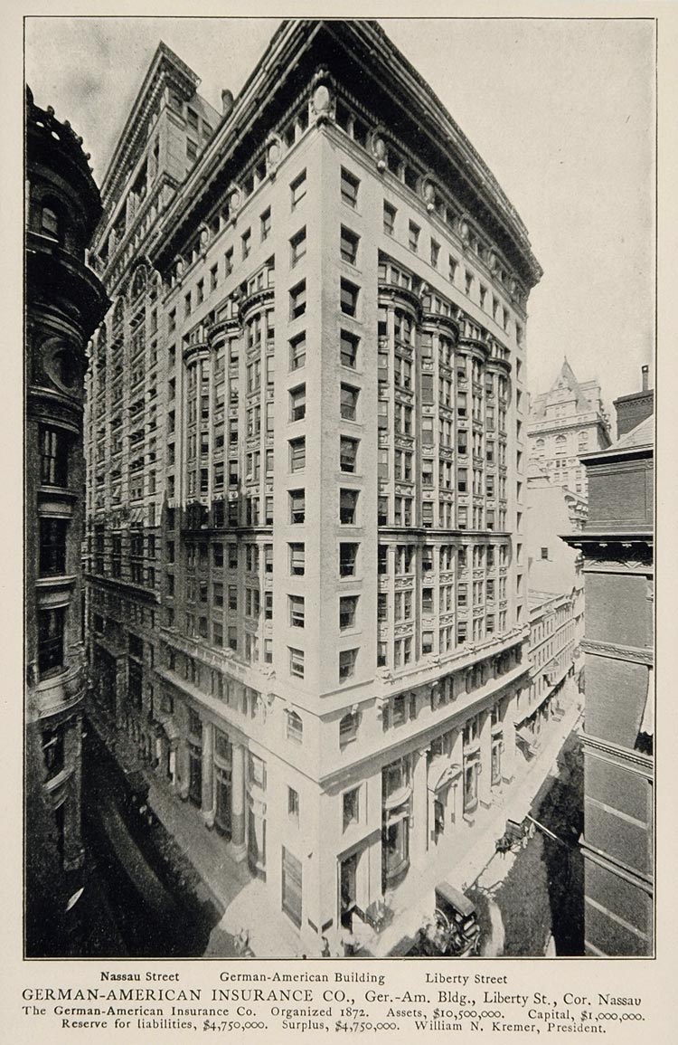 1903 German-American Insurance Co. Building NYC Print ORIGINAL HISTORIC IMAGE NY