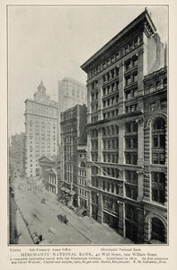 1903 Merchants National Bank 42 Wall Street NYC Print ORIGINAL HISTORIC IMAGE NY