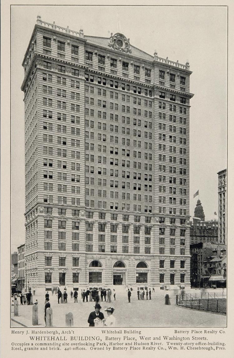 1903 Whitehall Building 17 Battery Place NYC B/W Print ORIGINAL HISTORIC NY