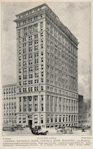 1903 New York City Print Central National Bank Broadway ORIGINAL HISTORIC NY