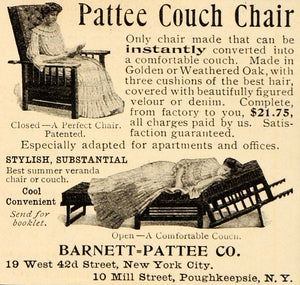 1904 Vintage Ad Antique Barnett Pattee Couch Veranda Chair Furniture Women OD1