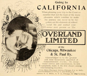 1906 Ad Overland Limited California Train Railroad Union Passesnger Station OD1