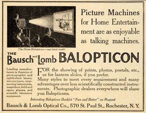 1914 Ad Antique Bausch Lomb Balopticon Slide Projector - ORIGINAL OD1