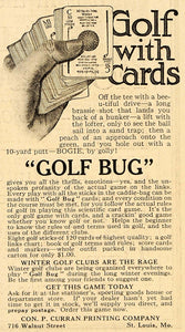 1915 Vintage Ad Golf Bug Card Game Golfing UNUSUAL RARE - ORIGINAL OD1