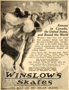 1912 Ad Antique Winslow Ice Skates Skating Rink Skaters - ORIGINAL OD1