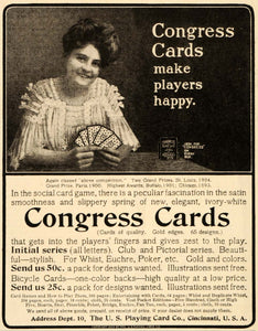 1905 Ad Bicycle Pictorial US Playing Card Cincinnati - ORIGINAL ADVERTISING OD1