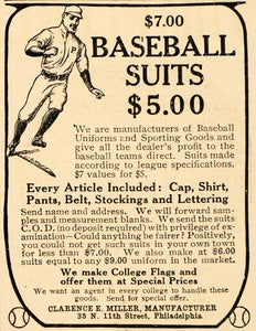 1909 Ad Baseball Suits Uniform Clarence Miller Sporting - ORIGINAL OD1