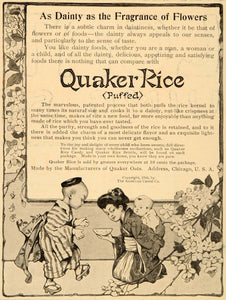 1906 Ad Quaker Rice Puffed Oats Japanese Flower Antique - ORIGINAL OD1