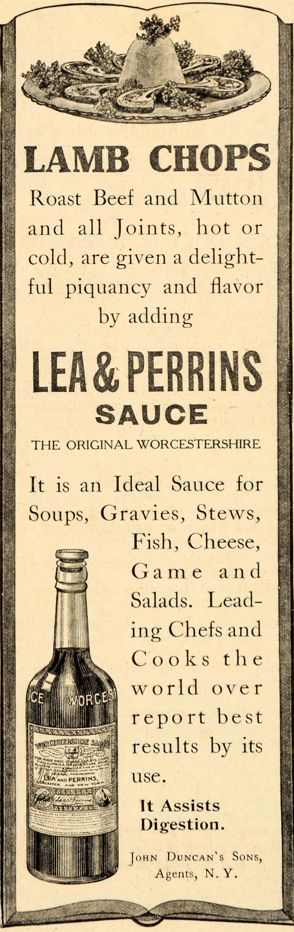1908 Ad Lamb Chops Lea Perrins Worcestershire Sauce - ORIGINAL ADVERTISING OD1
