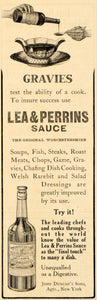 1909 Ad Lea Perrins Sauce Gravies John Duncan Sons - ORIGINAL ADVERTISING OD1