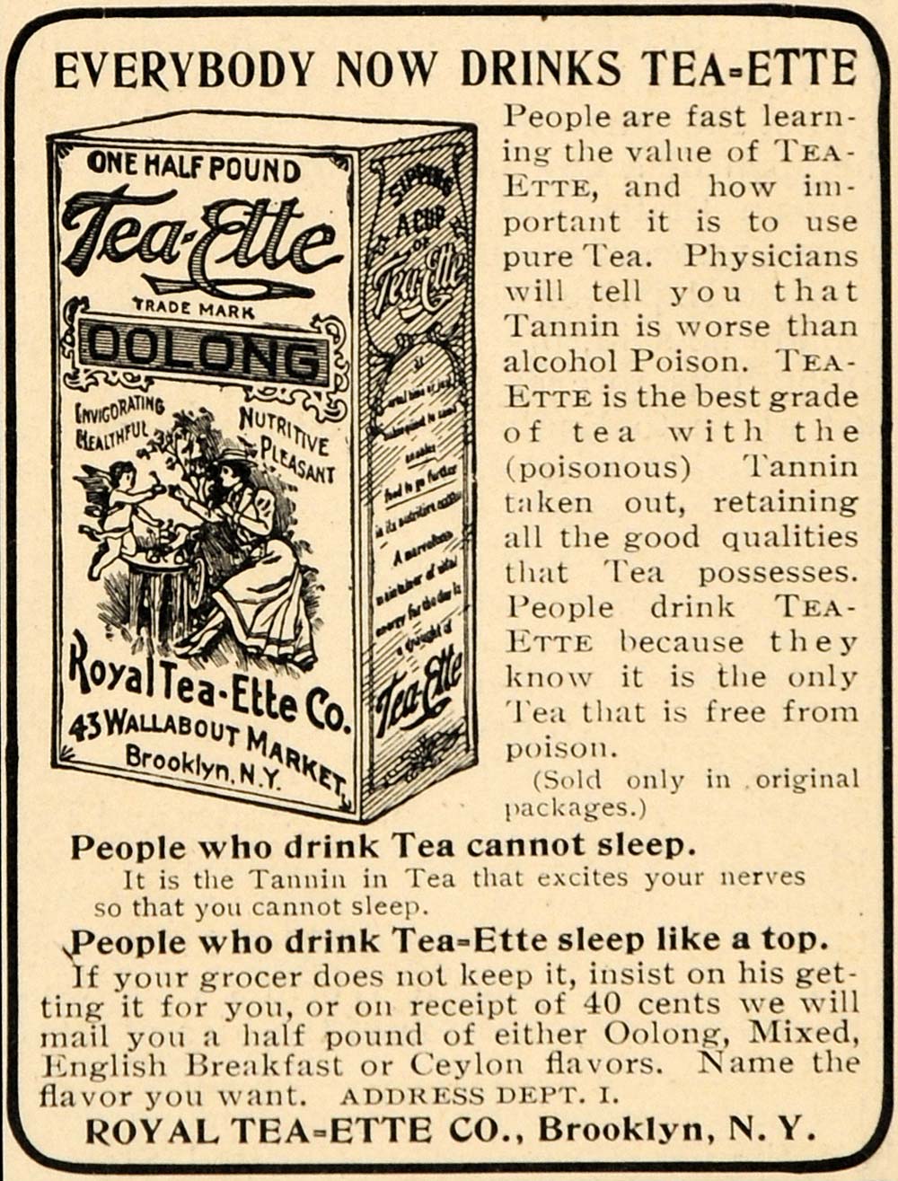 1901 Ad Antique Royal Tea-Ette Tea Oolong Tannin Drink - ORIGINAL OD1