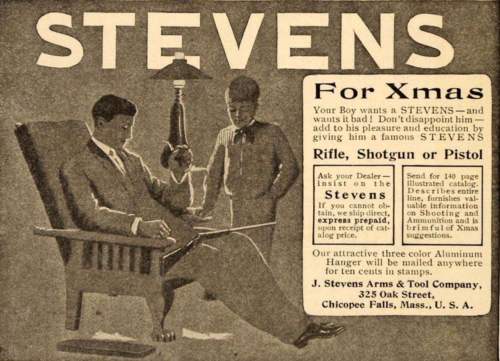 1905 Ad Rifle Shotgun Pistol Christmas Present Stevens - ORIGINAL OD1