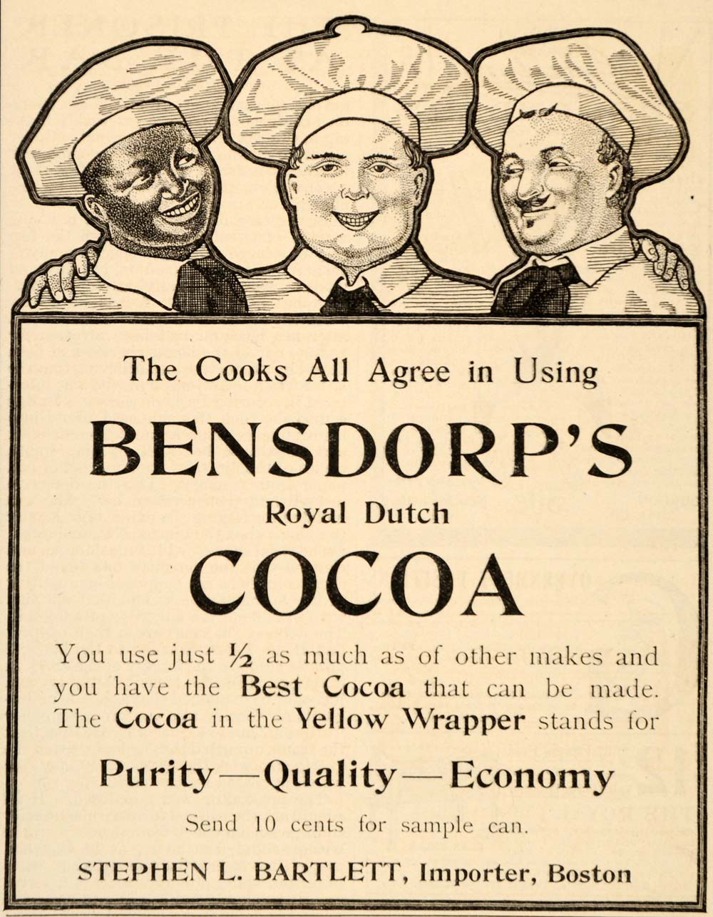 1906 Ad Bensdorp Royal Dutch Cocoa Yellow Wrapper - ORIGINAL ADVERTISING OD1