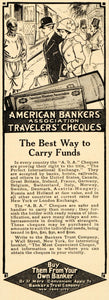 1911 Ad American Bankers Association Travelers Cheques - ORIGINAL OD1