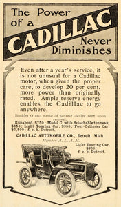 1905 Ad Four Cylinder Light Car Cadillac Automobile - ORIGINAL ADVERTISING OD1