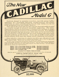 1907 Ad Model G H M Cadillac Motor Car 20 Horse Power - ORIGINAL ADVERTISING OD1