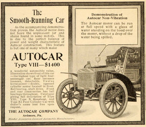 1905 Ad Autocar Company Type VIII Ardmore Non Vibration - ORIGINAL OD1