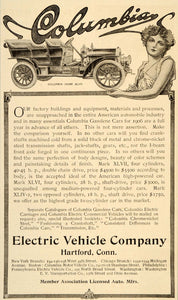 1906 Ad Columbia Electric Vehicle Mark XLVII Automobile - ORIGINAL OD1