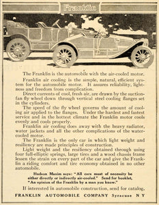 1911 Ad Air-Cooled Motor Franklin Automobile Company - ORIGINAL ADVERTISING OD1