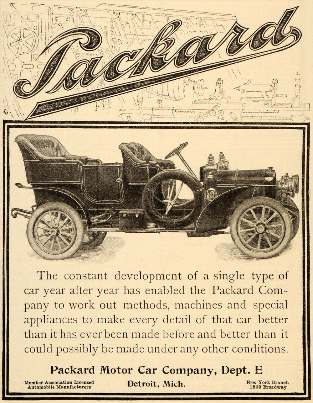 1906 Ad Antique Automobiles Packard Motor Car Company - ORIGINAL ADVERTISING OD1