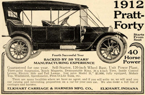 1912 Ad 1912 Pratt-Forty Elkhart Carriage Harness Bosch - ORIGINAL OD1