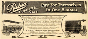 1908 Ad Rapid Commercial Passenger Sight Seeing Cars - ORIGINAL ADVERTISING OD1