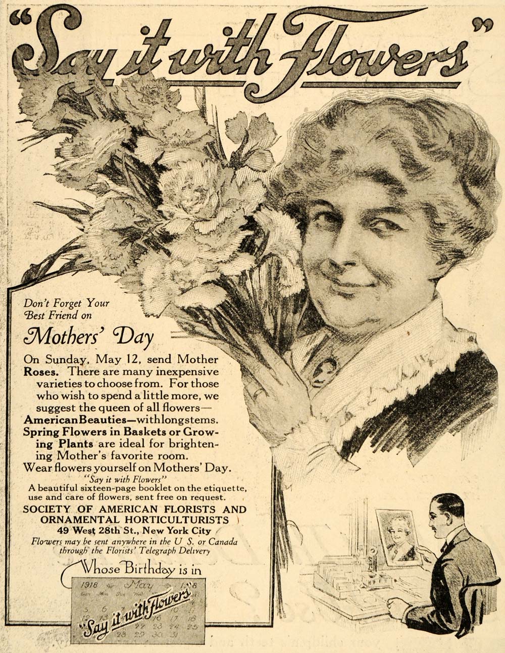 1918 Ad American Florists Ornamental Horticulturists - ORIGINAL ADVERTISING OD1