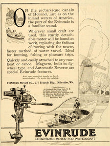1920 Ad Detachable Motor Watercraft Evinrude Boats - ORIGINAL ADVERTISING OD1