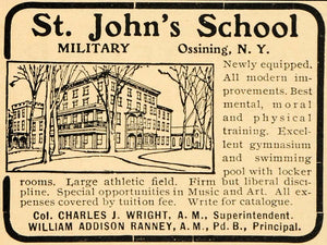 1902 Ad St Johns Military School Ossining Wright Ranney - ORIGINAL OD1