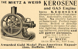 1902 Ad Mietz Weiss Kerosene Gasoline Automatic Engine - ORIGINAL OD2
